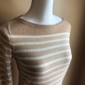 Wool Blend Lightweight Striped Sweater Pocket